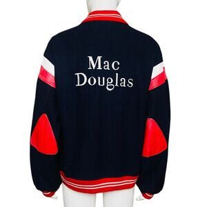 Mac Douglas Vintage Bomber Wool and Leather Jacket Size XXL Snaps Closure